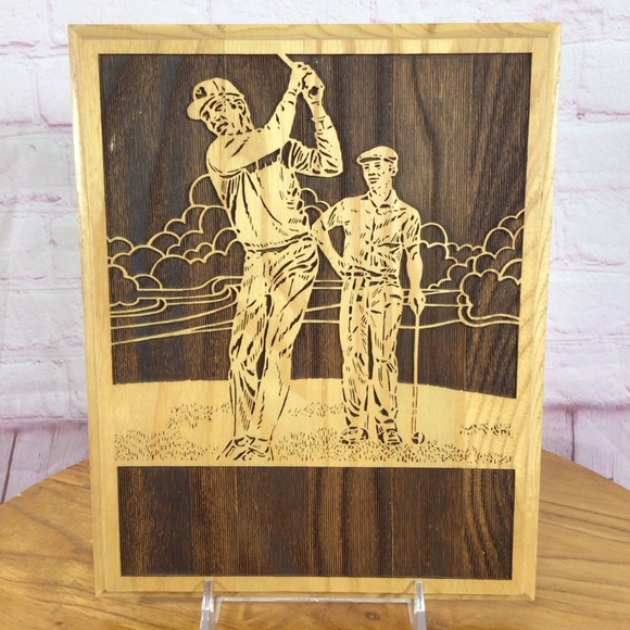 Laser Engraved Wooden Golfing Decorative Art Plaque - Picture 1 of 4